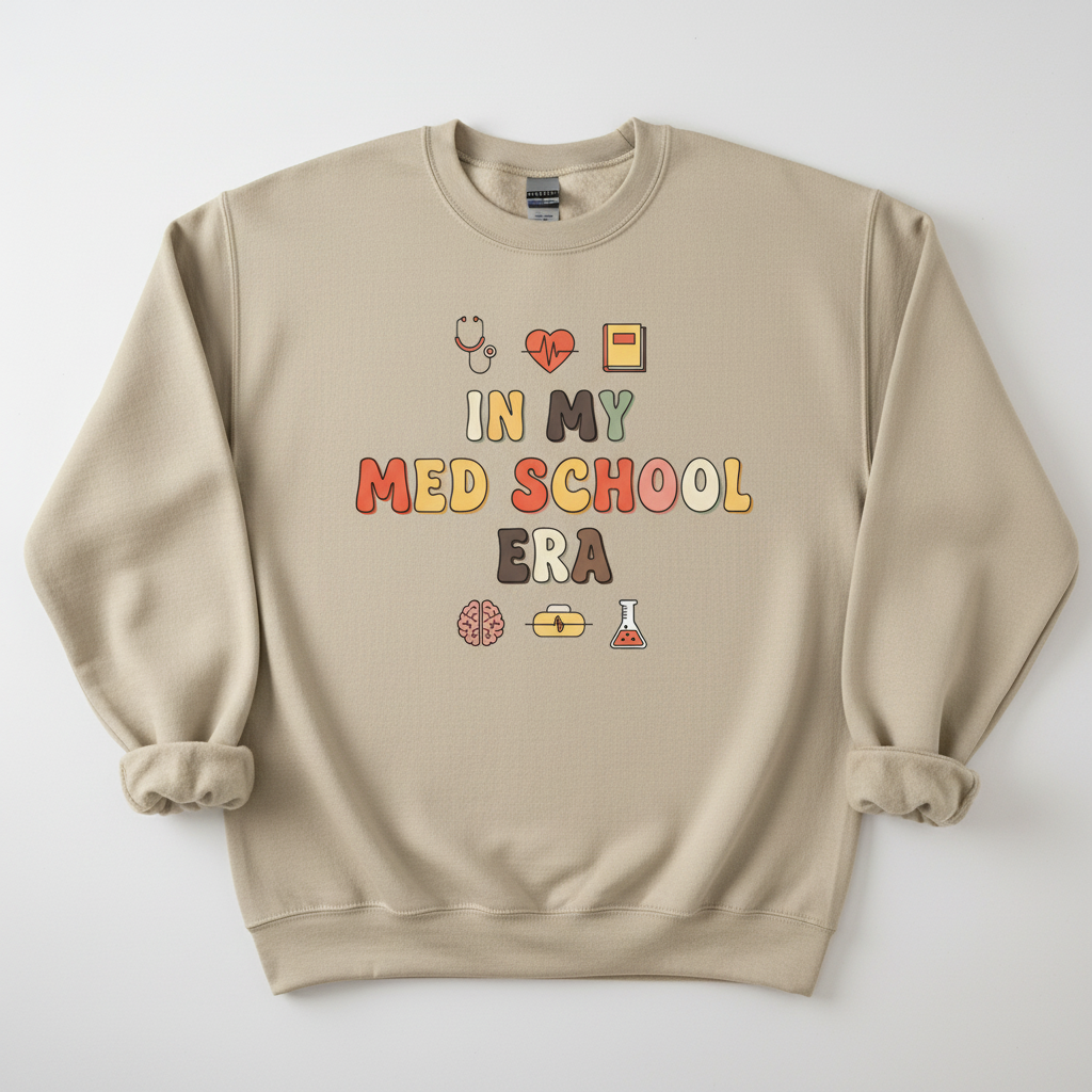 Med School Era Crewneck Sweatshirt, Unisex Sweatshirt, Medical Student Gift, Study Apparel, Comfy Layer for Students, Cozy School Fashion