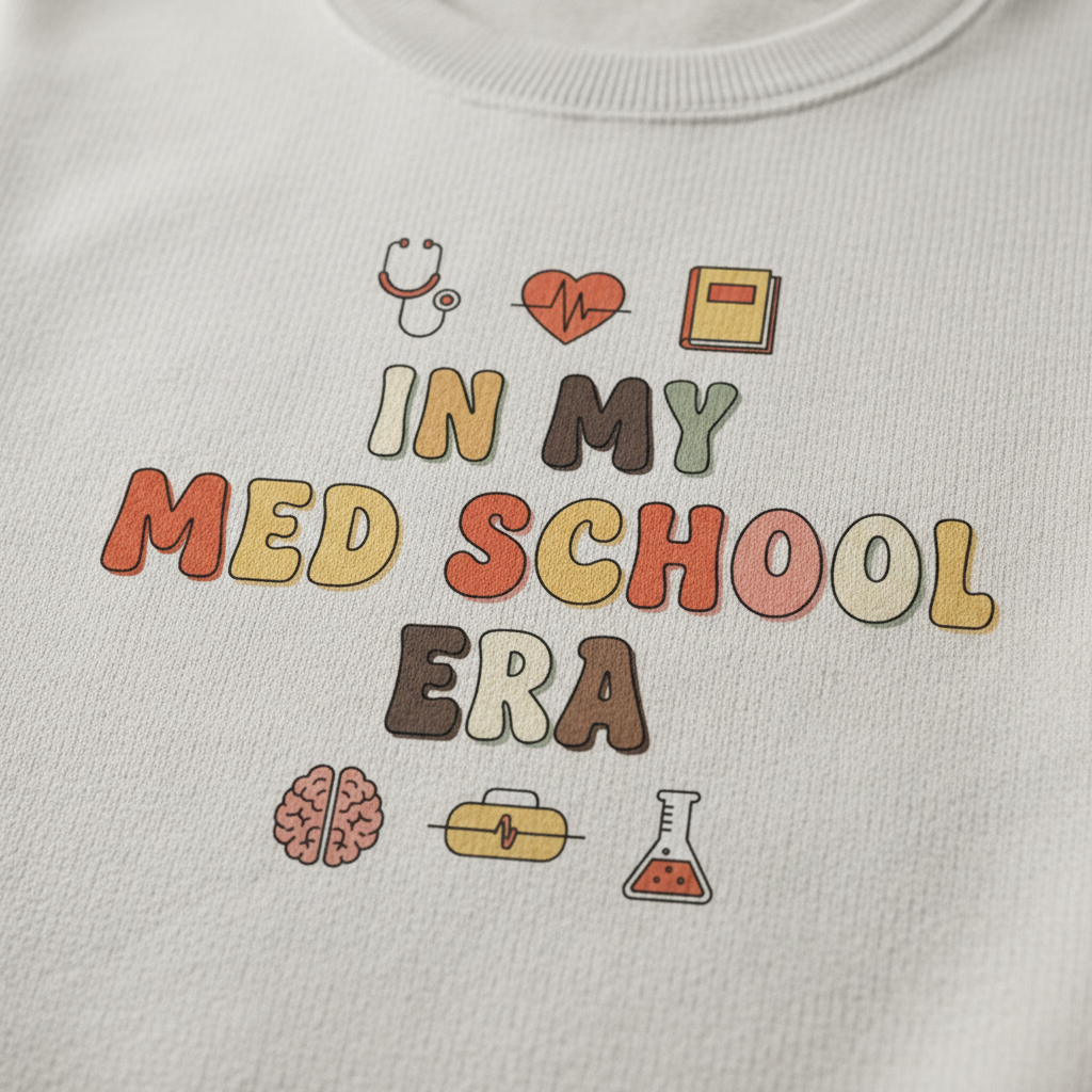 Med School Era Crewneck Sweatshirt, Unisex Sweatshirt, Medical Student Gift, Study Apparel, Comfy Layer for Students, Cozy School Fashion