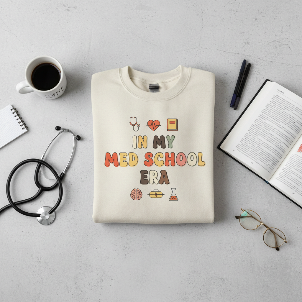 Med School Era Crewneck Sweatshirt, Unisex Sweatshirt, Medical Student Gift, Study Apparel, Comfy Layer for Students, Cozy School Fashion