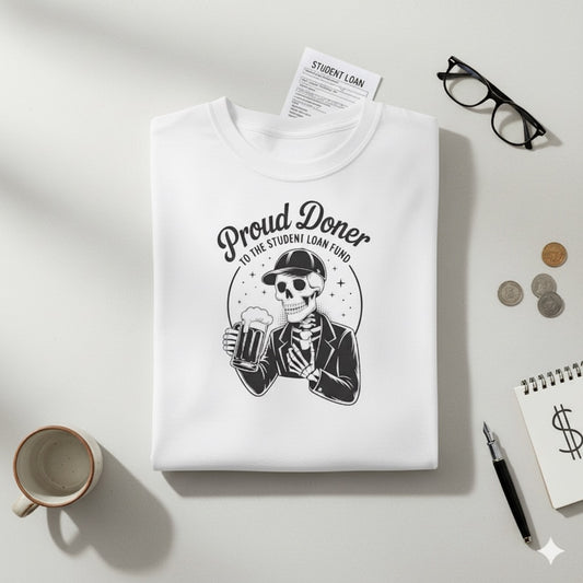 Proud Doner Long Sleeve Tee, Halloween Shirt, Gift for Students, Funny Skeleton Apparel, Unisex Party Top