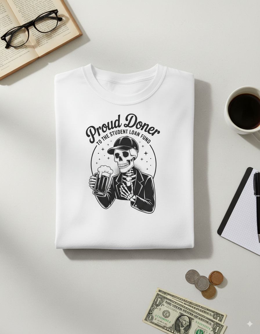 Proud Doner Long Sleeve Tee, Halloween Shirt, Gift for Students, Funny Skeleton Apparel, Unisex Party Top