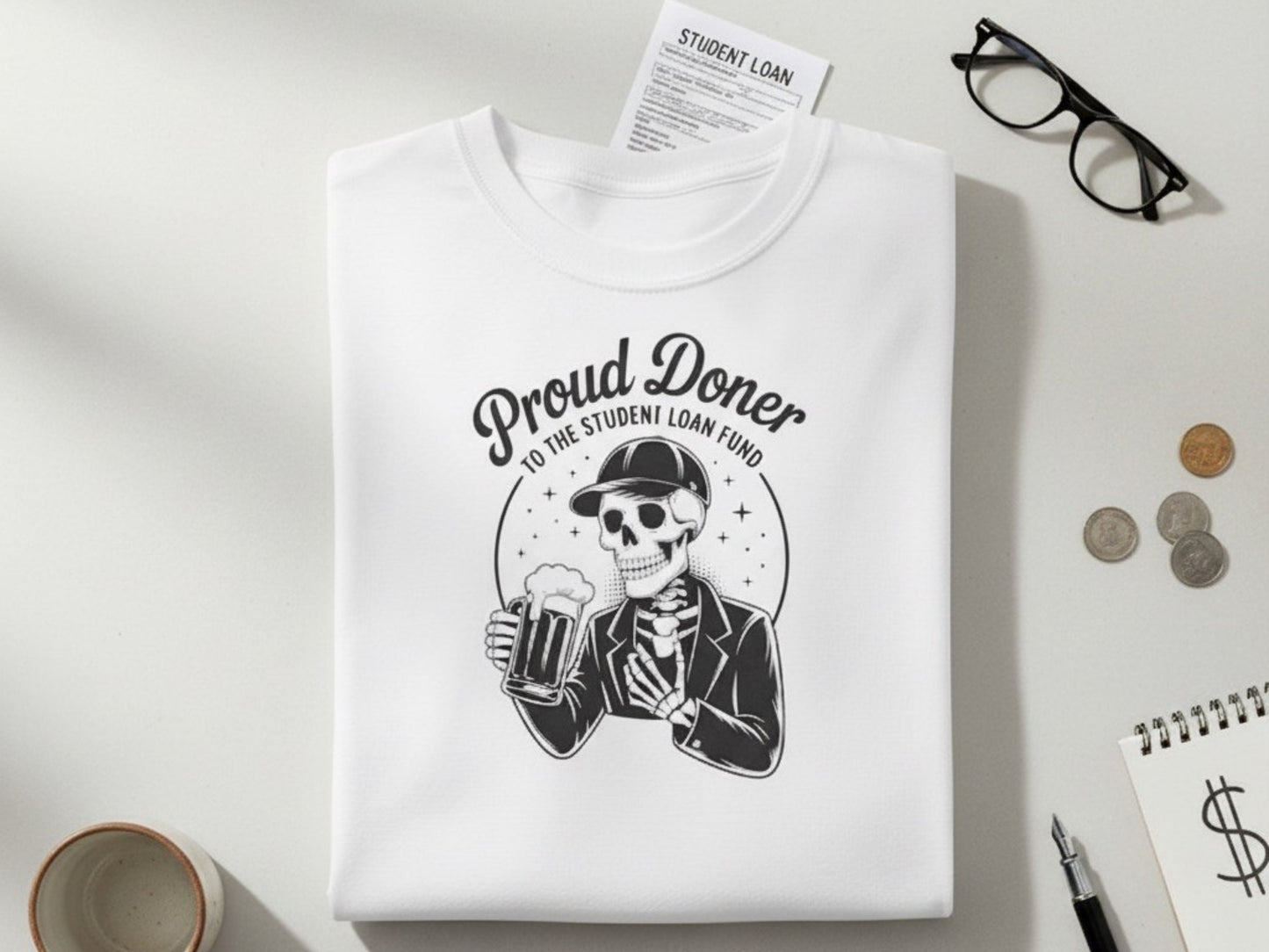 Proud Doner Long Sleeve Tee, Halloween Shirt, Gift for Students, Funny Skeleton Apparel, Unisex Party Top