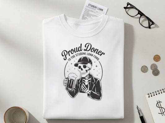 Proud Doner Long Sleeve Tee, Halloween Shirt, Gift for Students, Funny Skeleton Apparel, Unisex Party Top